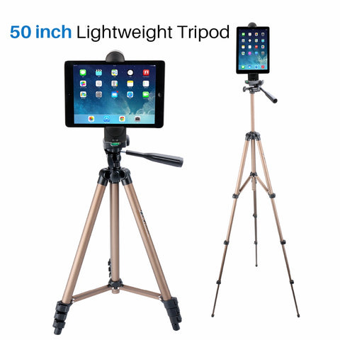 Ulanzi Lightweight Tripod with Phone Tablet Clamp Holder Mount Adapter for iPad/iPad Mini/iPad Air Most Tablets 5-12 inch size