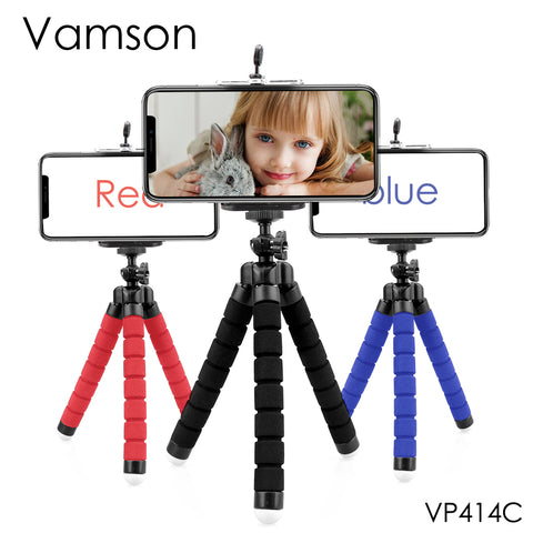 Vamson Mini Flexible Sponge Octopus Tripod for iPhone Samsung Xiaomi Huawei Mobile Phone Smartphone for Gopro Camera VP414C