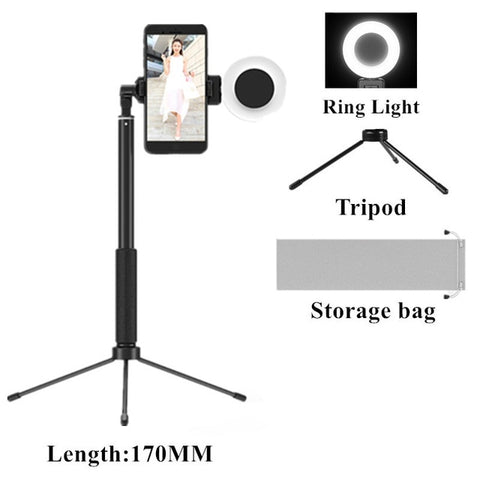 Selfie Stick LED Ring light Extendable live Tripod 1.7m Stand 4 in 1 With Monopod Phone Mount for iPhone X 8 Android smartphone