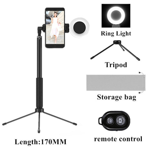 Selfie Stick LED Ring light Extendable live Tripod 1.7m Stand 4 in 1 With Monopod Phone Mount for iPhone X 8 Android smartphone